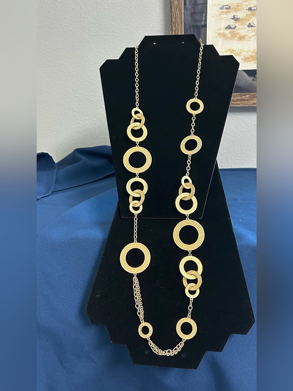 Lia Sophia Gold Circle Link Long Necklace